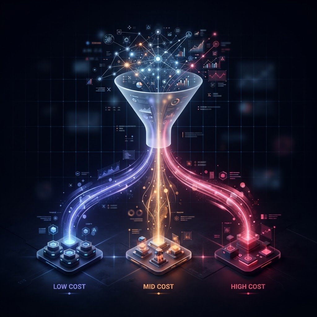 The cost gap between Sol and Luna is 5x. Most teams won't notice until quarterly review. Three-tier pricing visualization showing cost divergence between AI model tiers